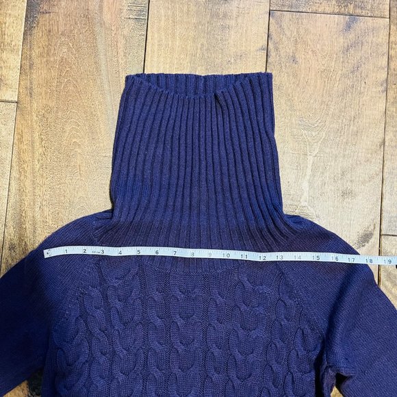 Banana Republic Wool Cashmere Purple Turtleneck Cable Knit Sweater, Size S - Picture 7 of 10